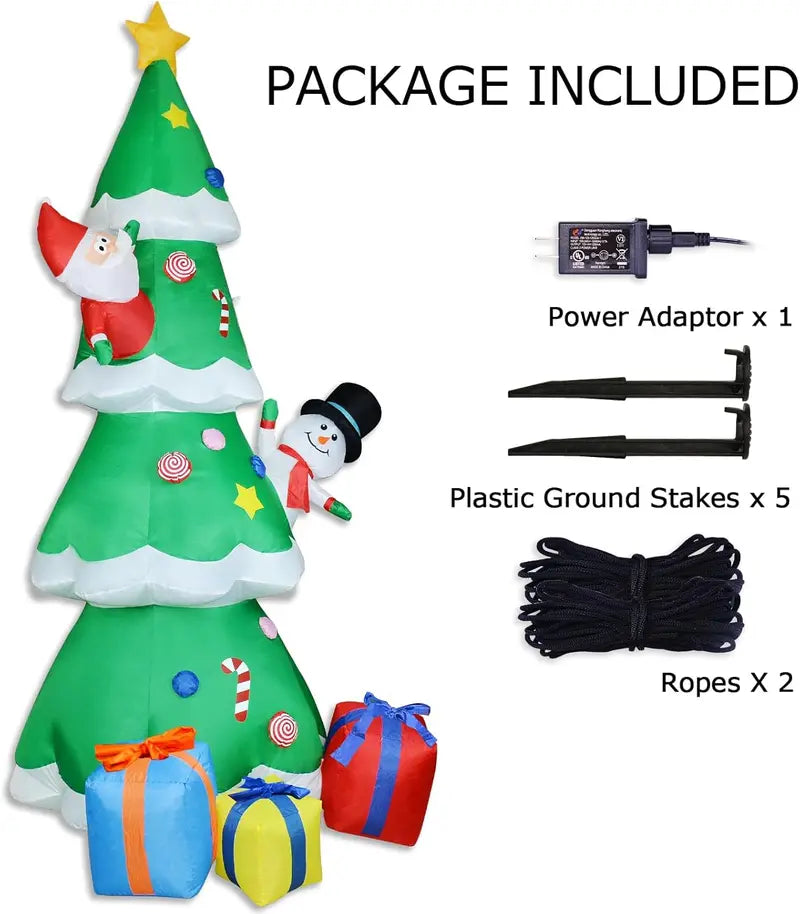 ZXSWONLY 9Ft Christmas Inflatable Tree with LED Lights, Multicolor Gift Boxes & Star for Indoor/Outdoor Holiday Decor