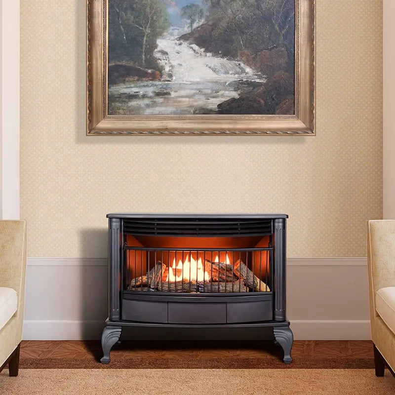 Vent-Free Dual-Fuel Freestanding Fireplace â€?25,000 BTU with Built-In Thermostat