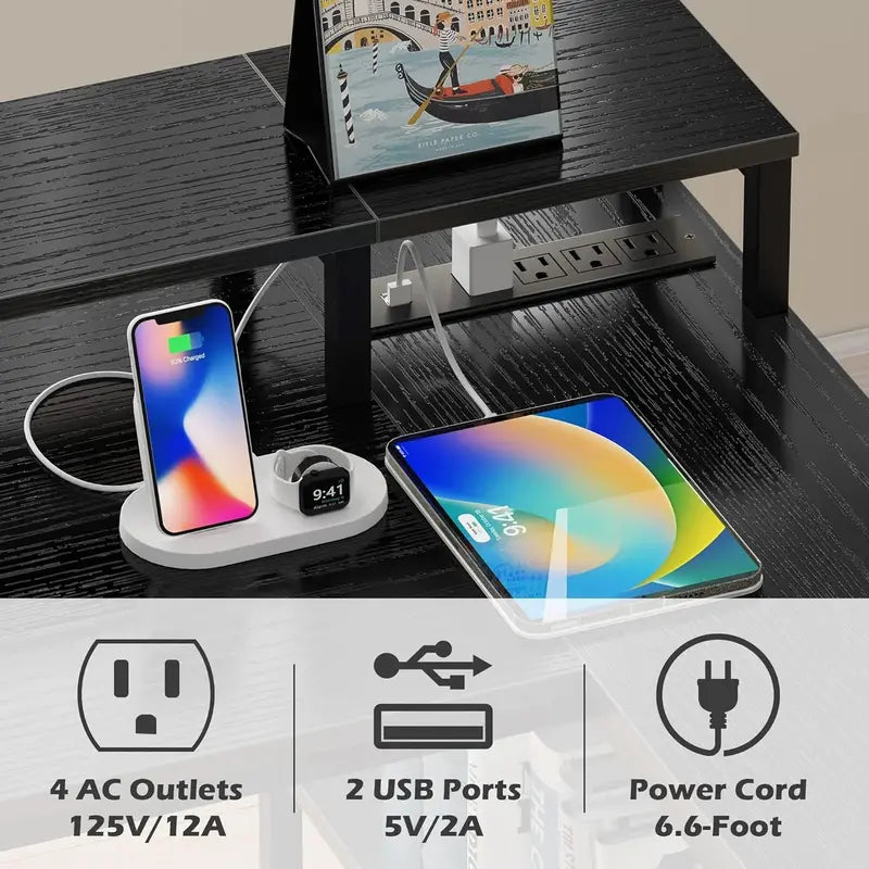 SUPERJARE L-Shaped Gaming Desk â€?RGB LED Lighting & Ergonomic Design