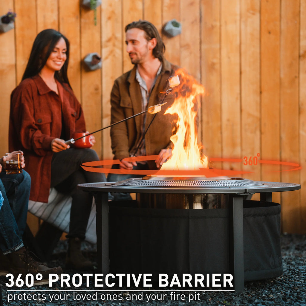 Solo Stove Fire Pit Surround Tabletop, Small | Elevation for Ranger and Bonfire Wood Burning Outdoor Fire Pit, Powder - Coated Steel/ UV - Resistant Outdoor Fabric, Dimensions (Hxdia): 20 x 42 in, Black