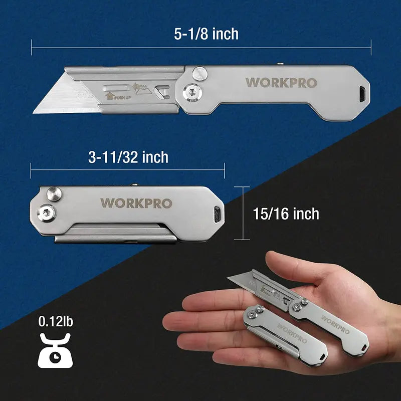 WORKPRO 3-Piece Folding Utility Knife Set â€?Compact Box Cutters with Quick-Change Blades