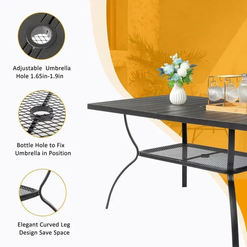 Wrought Iron Patio Dining Table â€?59â€?Rectangular Outdoor Surface