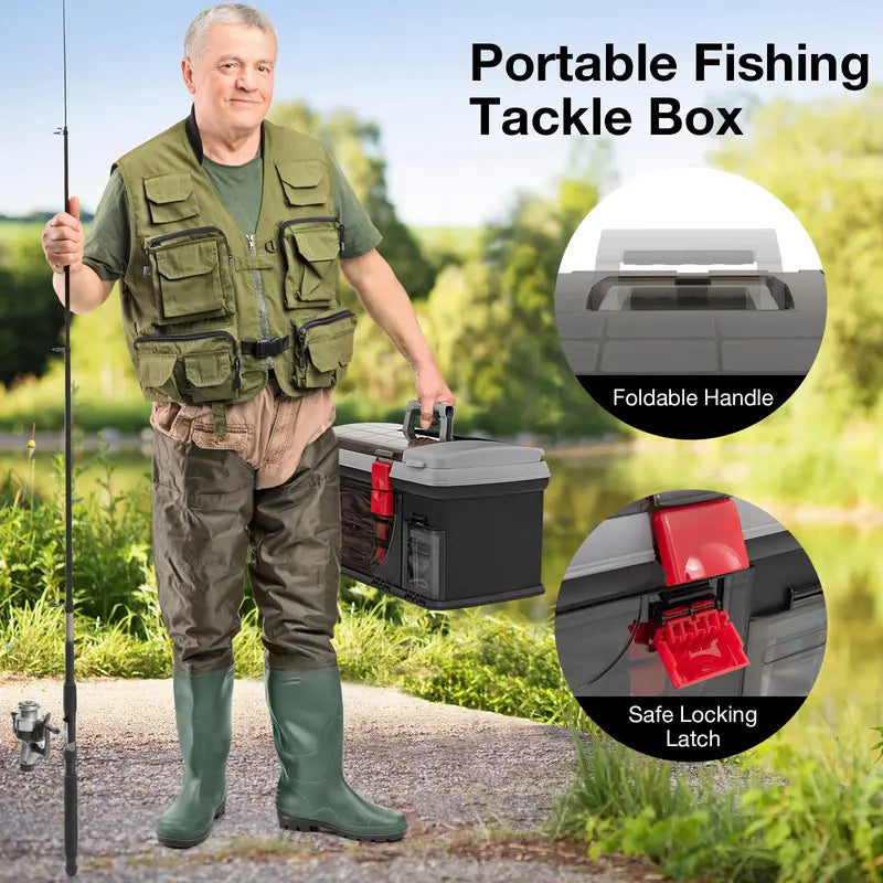 Spacious Tackle Storage Box â€?Large Portable Fishing Organizer with Compartmentalized Layout