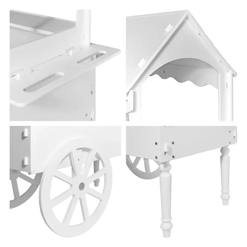 Wooden Rolling Candy Cart for Birthday & Wedding Parties â€?Decorative Dessert Display Stand with Wheels