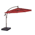 Hampton Bay 11 ft. LED Round Offset Patio Umbrella in Chili Red