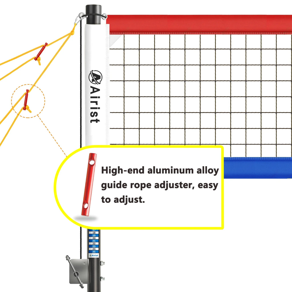 Airist Heavy Duty Volleyball Net Outdoor with Steel Anti - Sag System, Adjustable Aluminum Poles, Professional Volleyball Nets Set for Backyard and Beach, Volleyball and Carrying Bag (Blue)