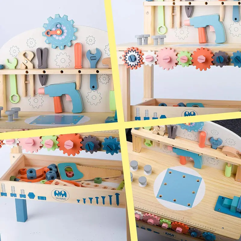 Wooden Kids' Tool Workbench â€?Hands-On Construction Play Table with Integrated Tool Set