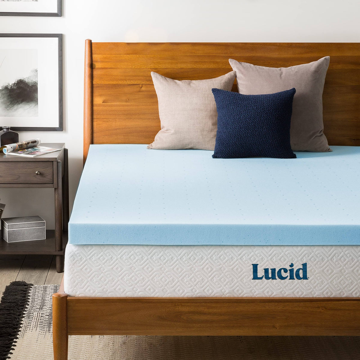 Lucid 3" Gel Memory Foam Mattress Topper, Full XL