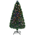 Costway 5ft Pre-Lit Fiber Optic PVC Christmas Tree Metal Holiday