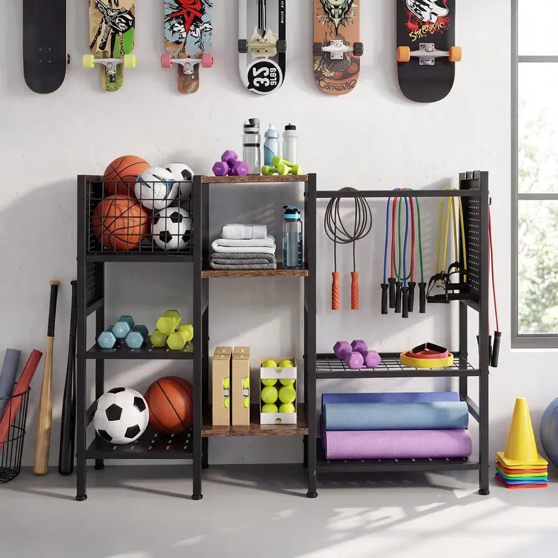Three-Tier Garden Tool Organizer â€?40-Inch Wide Wall-Mounted Rack with Natural Wood Shelves