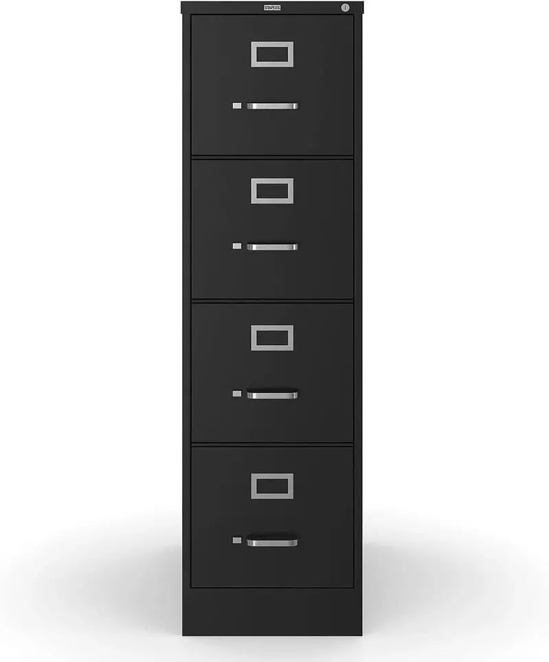 Staples Lockable 4-Drawer File Cabinet â€?Black, 25â€?Depth × 15â€?Width