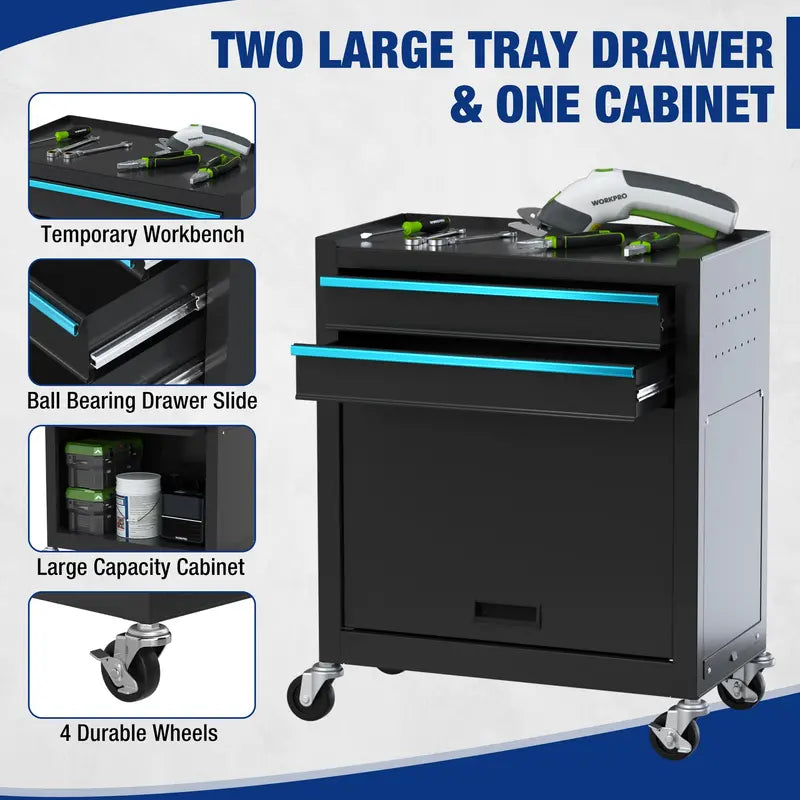 WORKPRO Sliding-Metal 5-Drawer Rolling Tool Cabinet â€?Mobile Storage Solution with Smooth Casters