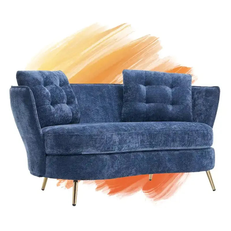 Velvet Loveseat with Gilded Metal Legs â€?Modern Living Room Sofa
