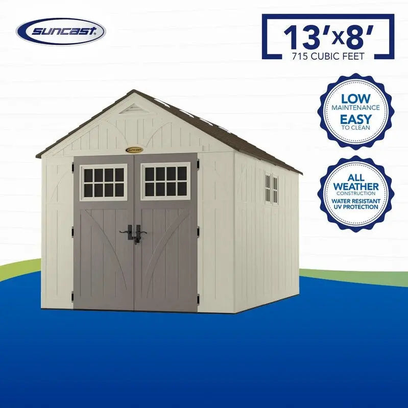 Tremont 8â€?x 13â€?Heavy-Duty Plastic Storage Shed â€?Weather-Resistant Outdoor Utility Shelter