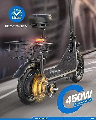 URBANMAX C1 Foldable Electric Scooter with Comfort Seat â€?450W Motor, 22-Mile Range