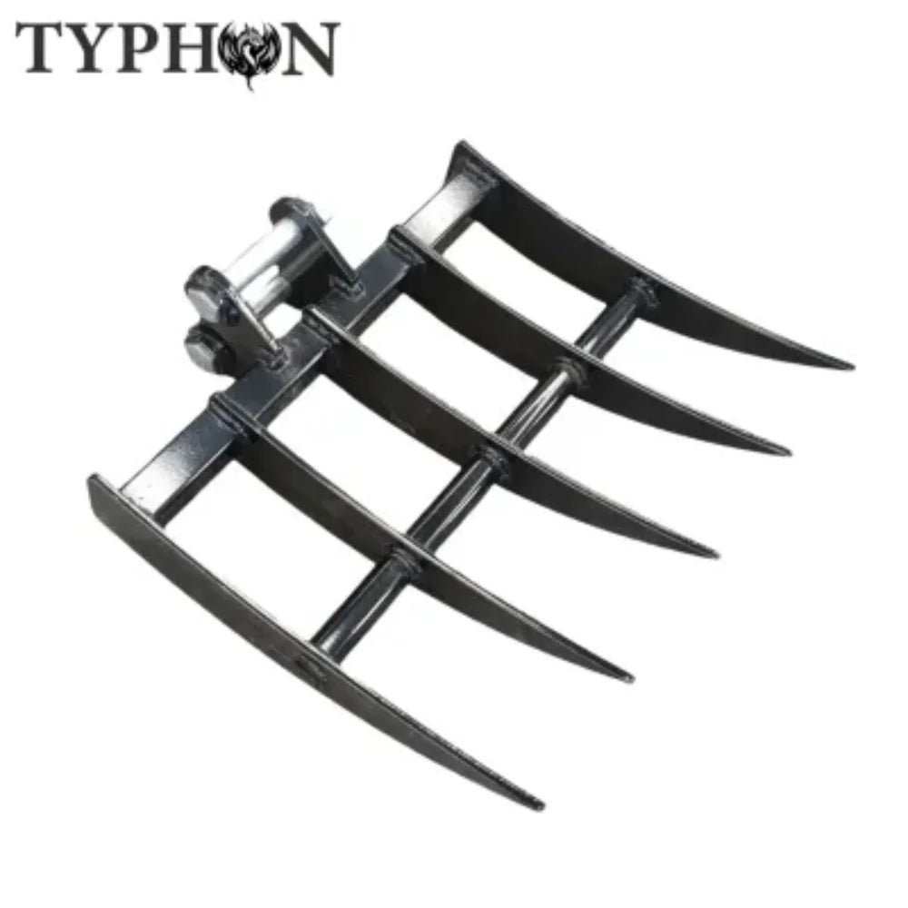 TYPHON 10 - in - 1 Mini Excavator Attachment Bundle - Quick Coupler, Buckets, Rake, Ripper, Auger, Grapple, Tilt Bucket & Hydraulic Hammer - Fits 0.6 - 2 Ton Excavators, Heavy - Duty Tools Kit