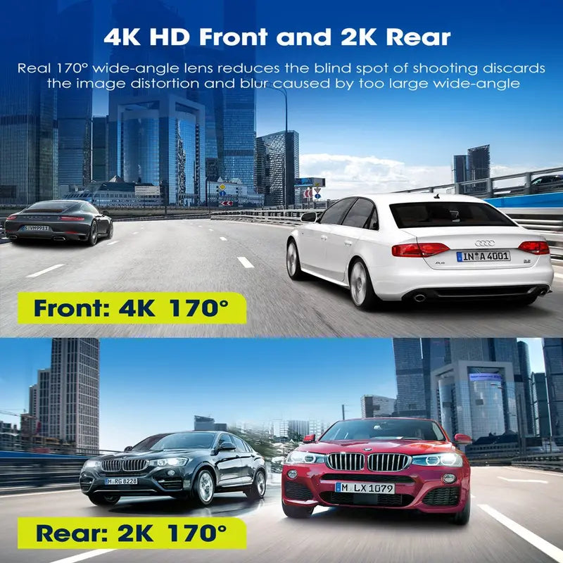 TOGUARD 4K Dash Cam with 5GHz WiFi, GPS, Night Vision, Touch Screen & 64GB Card â€?Front & Rear Cameras