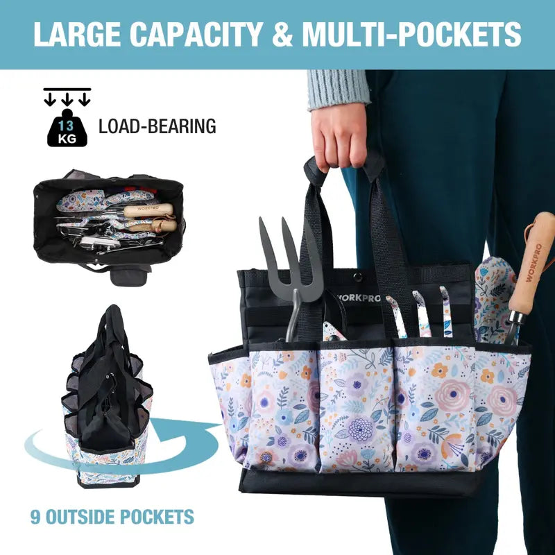 WORKPRO 12â€?× 12â€?× 6â€?Garden Tool Storage Bag â€?9-Compartment Organizer