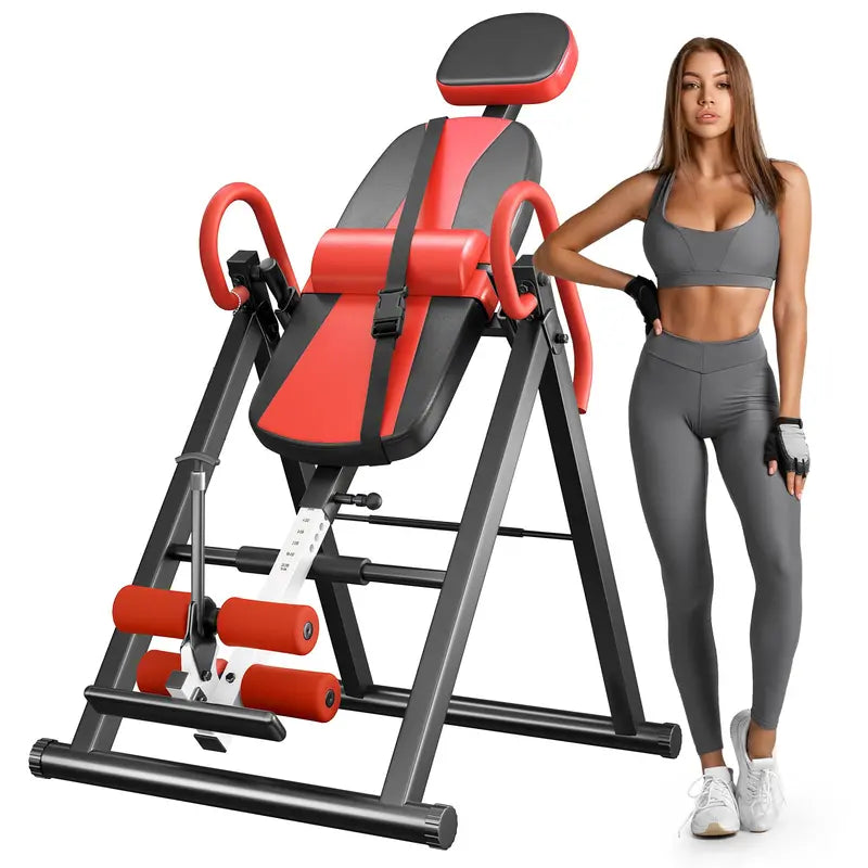 YOLEO Inversion Table with Adjustable Safety Features, Heavy-Duty Steel Frame, Ergonomic Design, and Foldable for Easy Storage