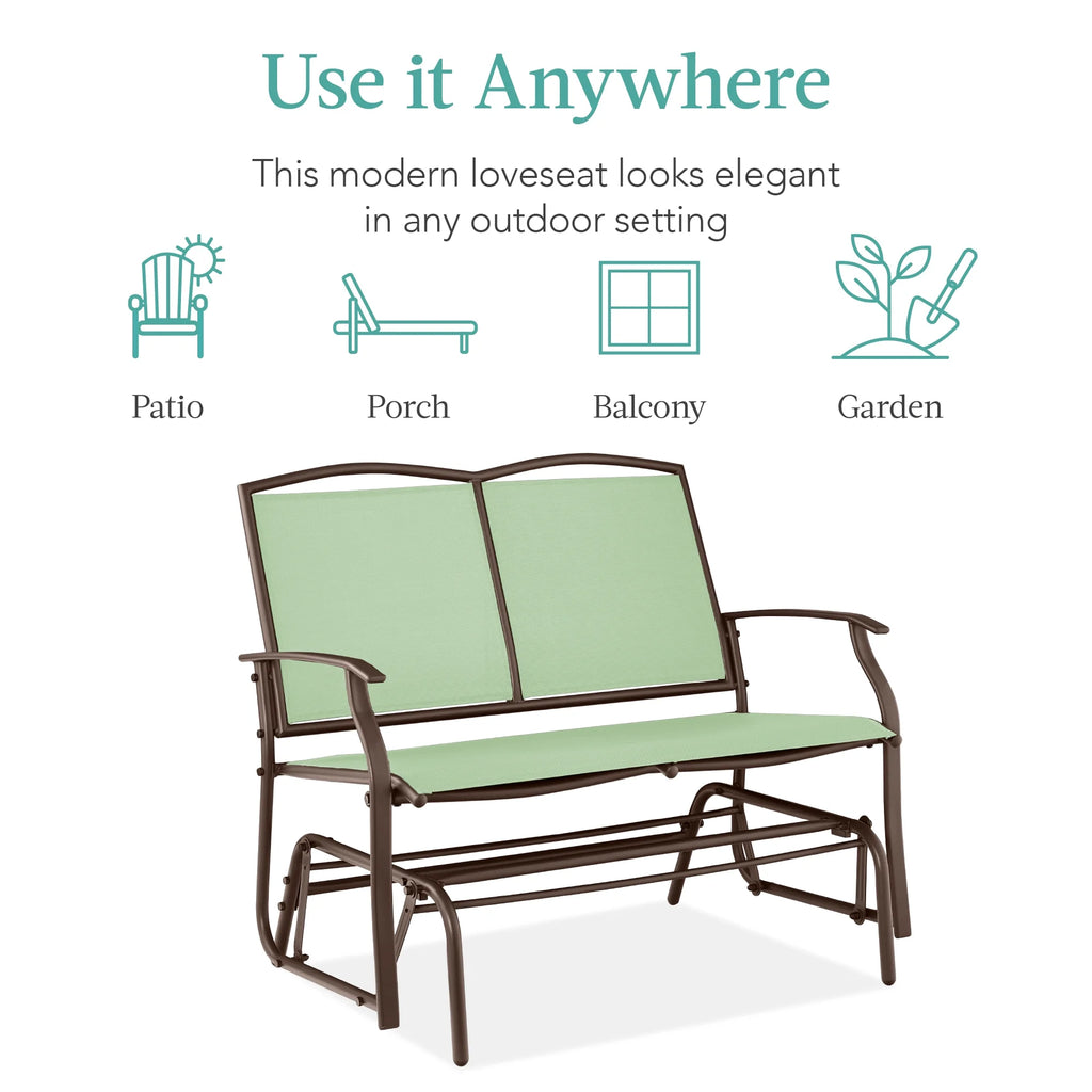 Best Choice Products 2 - Person Outdoor Swing Glider, Steel Patio Loveseat, Bench Rocker W/ Armrests - Gray
