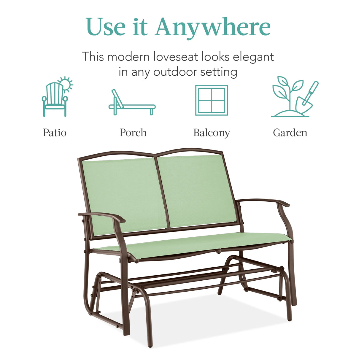Best Choice Products 2 - Person Outdoor Swing Glider, Steel Patio Loveseat, Bench Rocker W/ Armrests - Gray