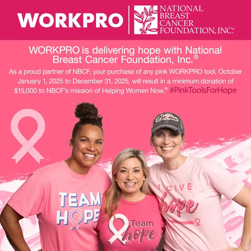 WORKPRO 20V Pink Lithium-Ion Cordless Drill Driver Kit â€?Pink Ribbon Edition
