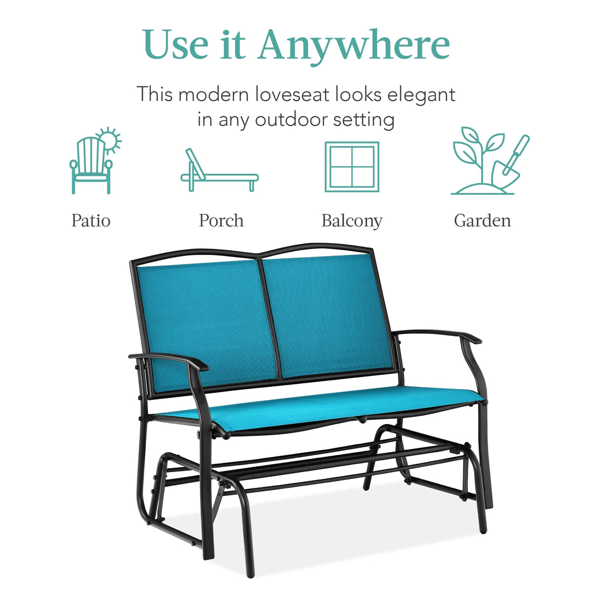 Best Choice Products 2 - Person Outdoor Swing Glider, Steel Patio Loveseat, Bench Rocker W/ Armrests - Gray