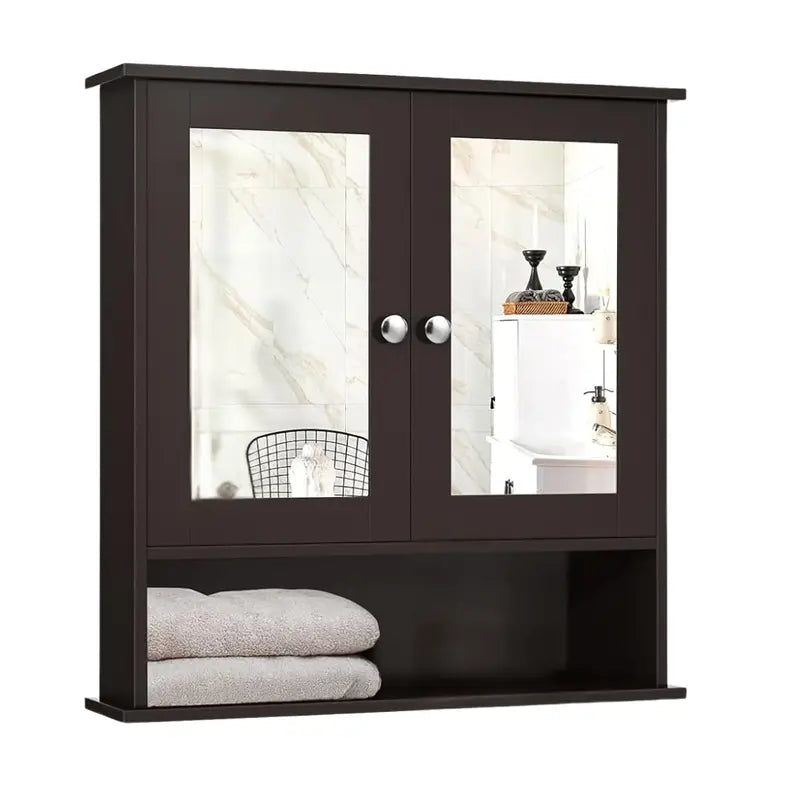 Wall-Mounted Bathroom Vanity Cabinet â€?Dual Mirrors, Three-Tier Organized Storage