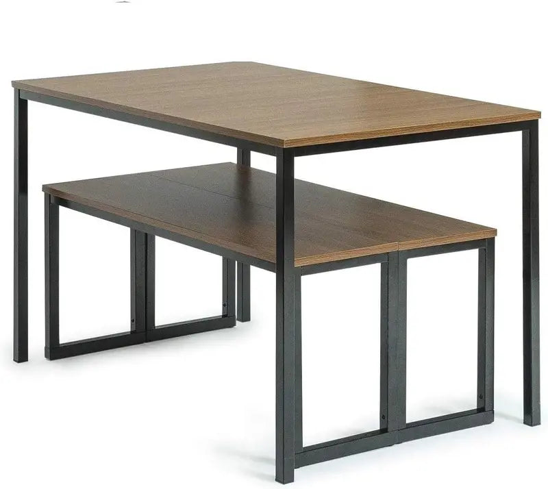 Zinus Louis 48-Inch Metal Dining Table â€?Minimalist Black Frame 3-Piece Set with Matching Benches