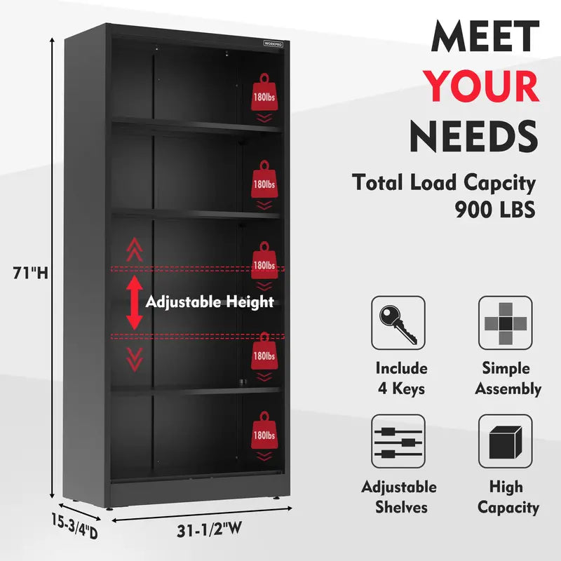 WORKPRO Steel Garage Storage Cabinet â€?Lockable Metal Unit with Doors and Adjustable Shelving