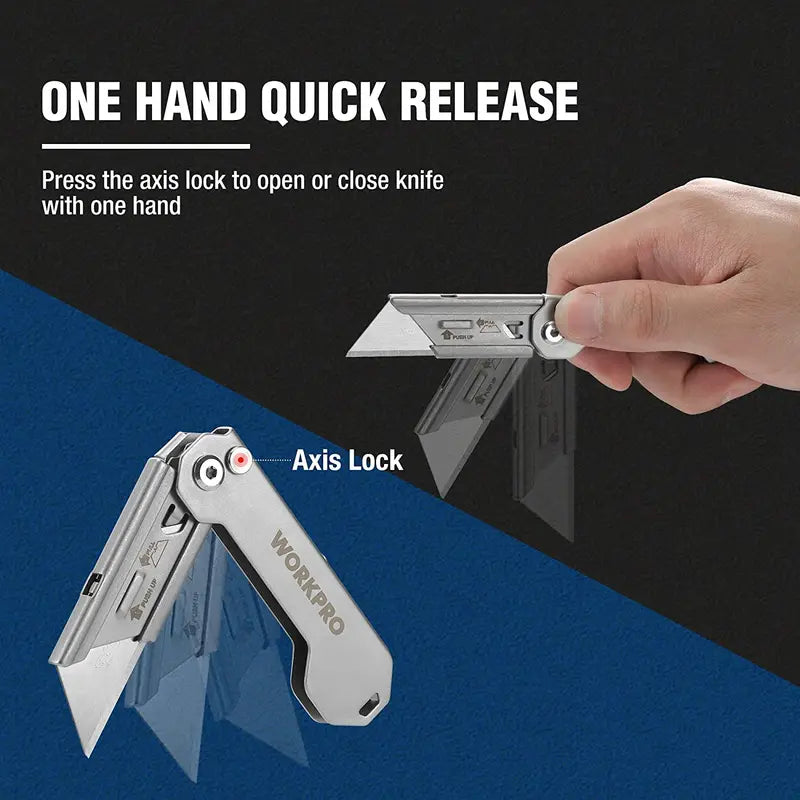 WORKPRO 3-Piece Folding Utility Knife Set â€?Compact Box Cutters with Quick-Change Blades