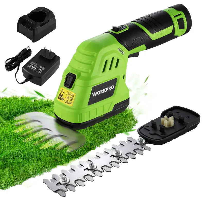 WORKPRO 12V Cordless 2-in-1 Grass & Hedge Trimmer â€?Includes 2.0Ah Battery + 1-Hour Fast Charger