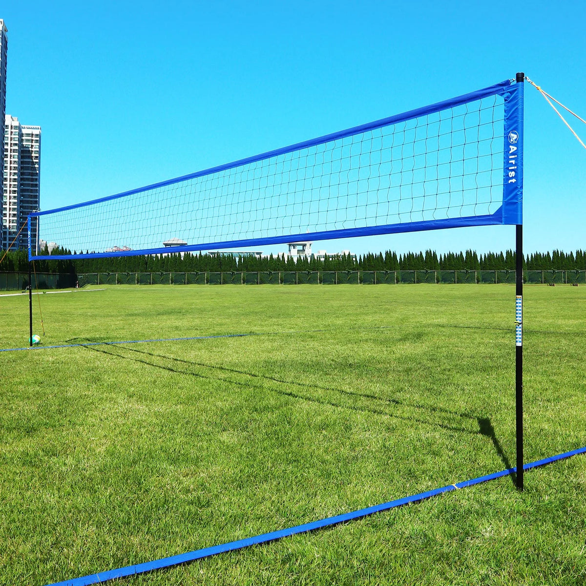 Airist Heavy Duty Volleyball Net Outdoor with Steel Anti - Sag System, Adjustable Aluminum Poles, Professional Volleyball Nets Set for Backyard and Beach, Volleyball and Carrying Bag (Blue)