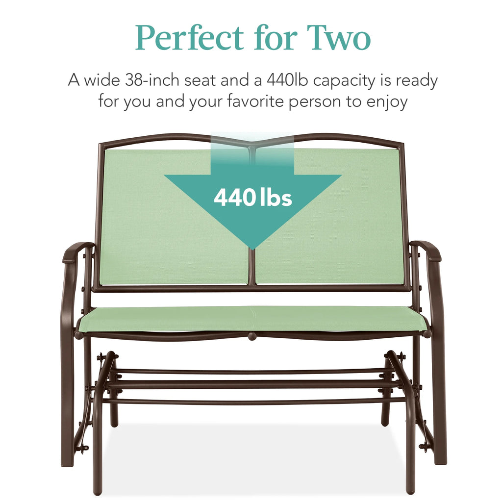 Best Choice Products 2 - Person Outdoor Swing Glider, Steel Patio Loveseat, Bench Rocker W/ Armrests - Gray