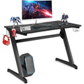 Z-Shaped Gaming Desk â€?45.5-Inch Racing-Style Desk with Carbon Fiber Surface and Integrated Mouse Pad