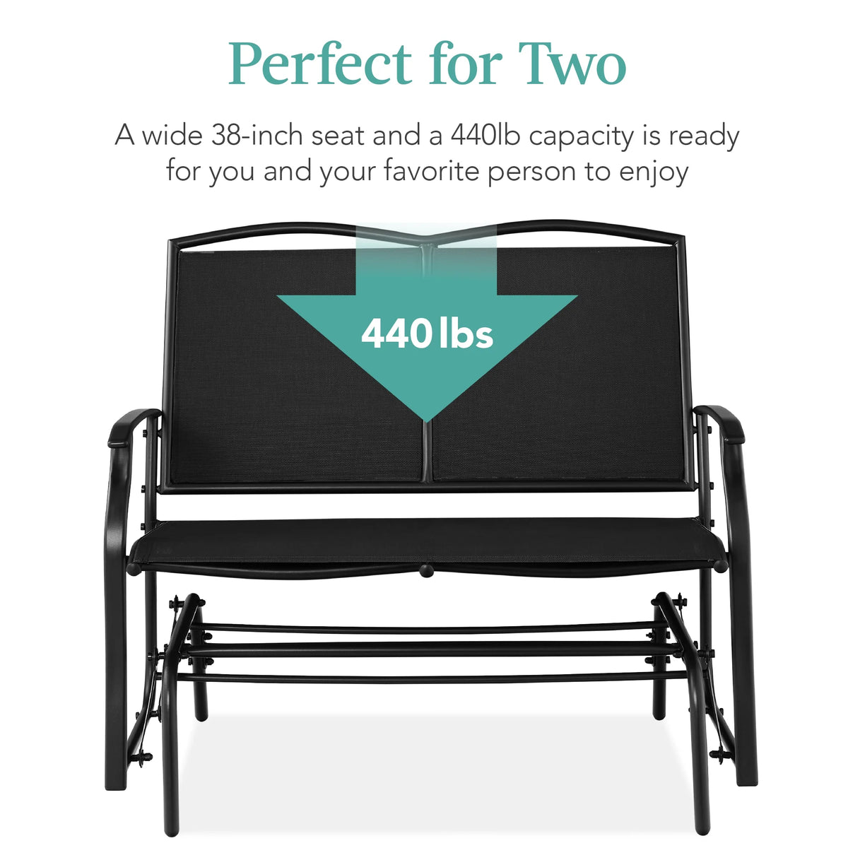 Best Choice Products 2 - Person Outdoor Swing Glider, Steel Patio Loveseat, Bench Rocker W/ Armrests - Gray