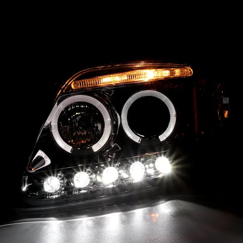 Spec-D Tuning Chrome Housing Clear Lens Projector Headlights Compatible with 1997-2003 Ford F150, 2004 Ford F150 Heritage, 1997-2002 Ford Expedition, Left + Right Pair Headlamps Assembly