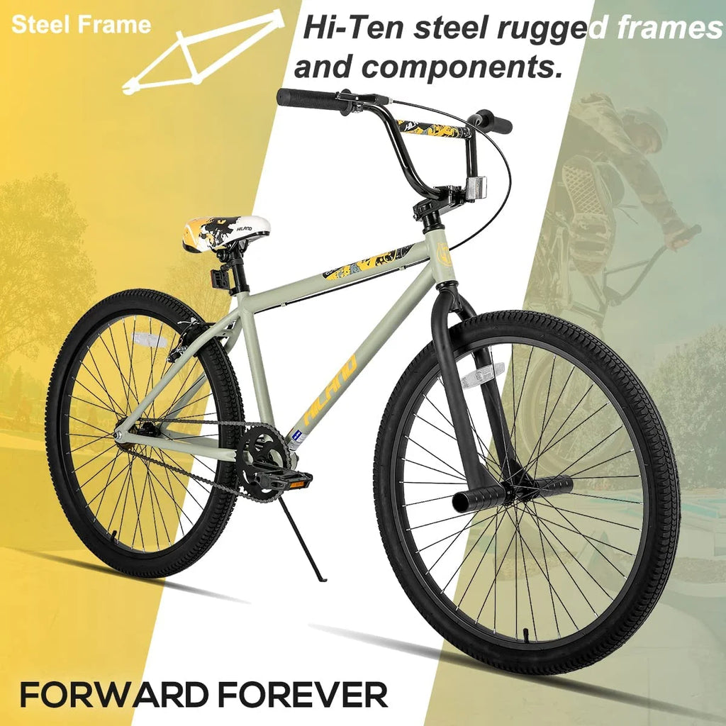 Hiland BMX BIKE 24 & 26 in, Beginner - Level to Advanced Riders with 2 Pegs for Adults, Multiple Colors