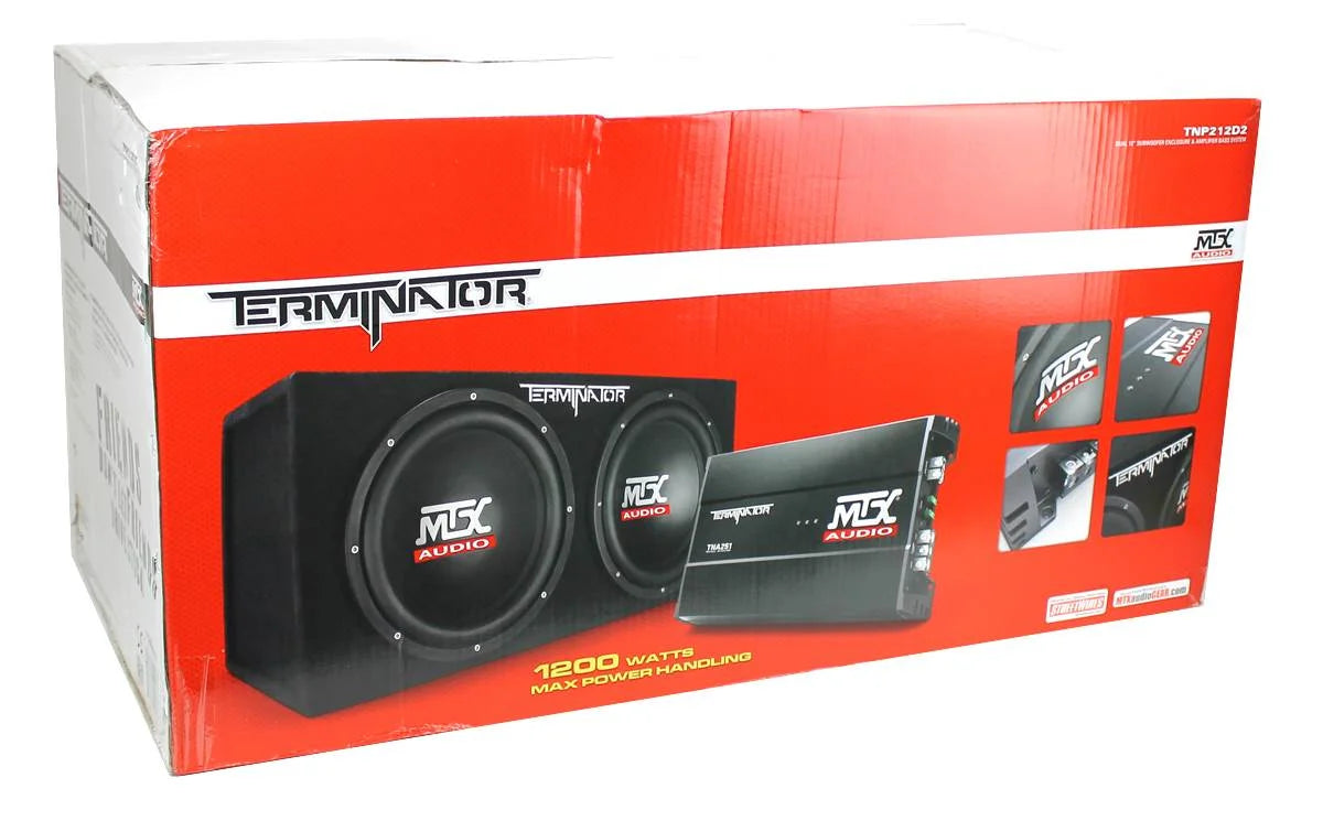 MTX 12 Dual Loaded Car Subwoofer w/Sub Box. Amplifier. & QPower Wiring Kit