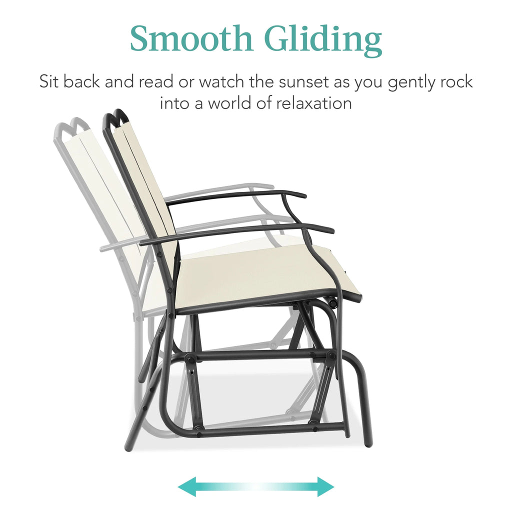 Best Choice Products 2 - Person Outdoor Swing Glider, Steel Patio Loveseat, Bench Rocker W/ Armrests - Gray