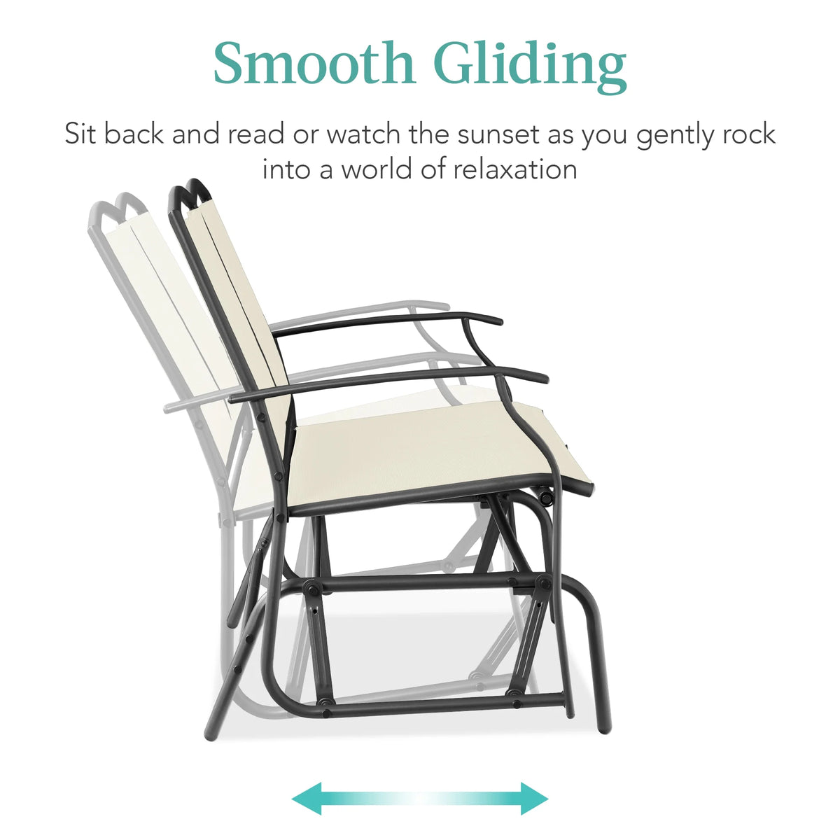 Best Choice Products 2 - Person Outdoor Swing Glider, Steel Patio Loveseat, Bench Rocker W/ Armrests - Gray