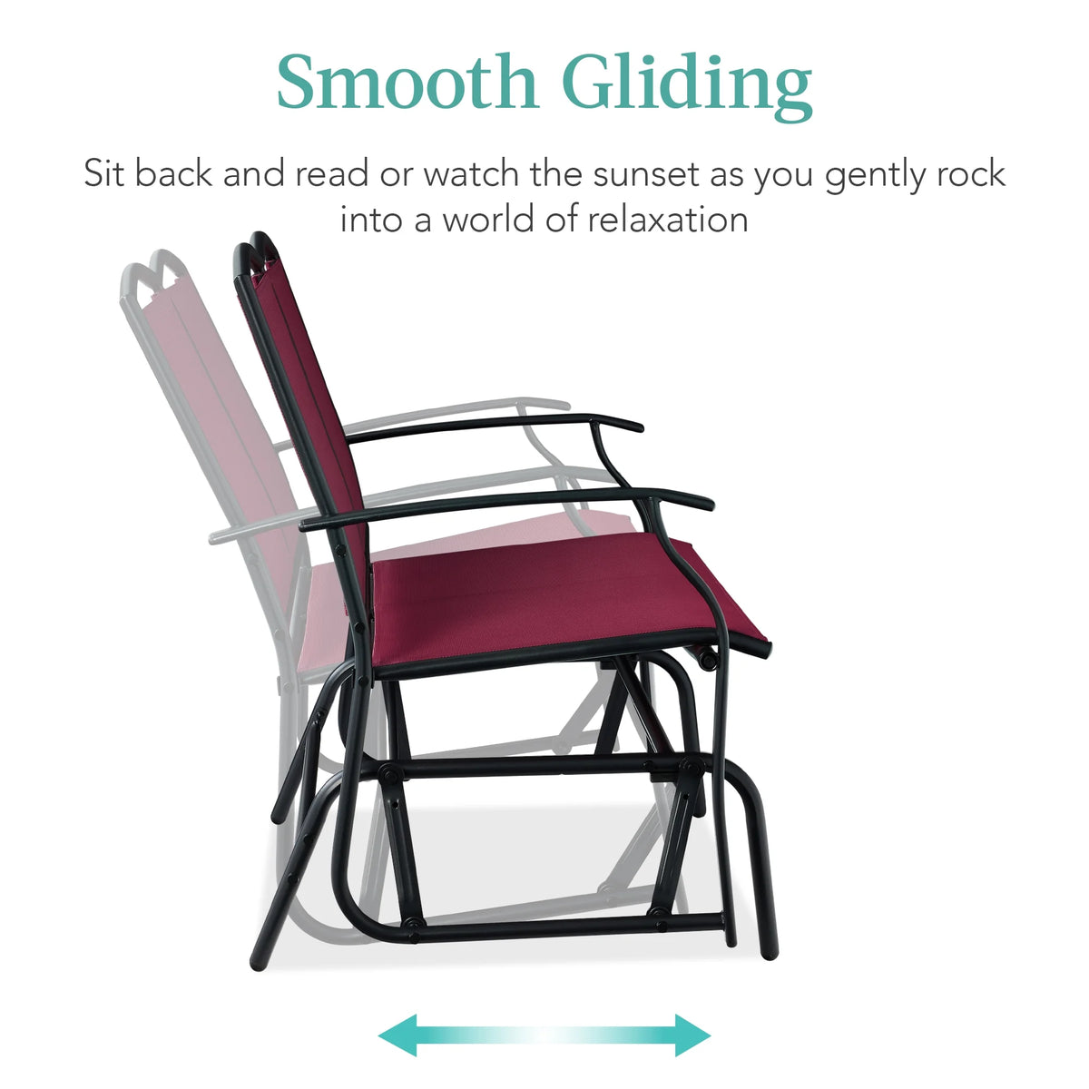 Best Choice Products 2 - Person Outdoor Swing Glider, Steel Patio Loveseat, Bench Rocker W/ Armrests - Gray
