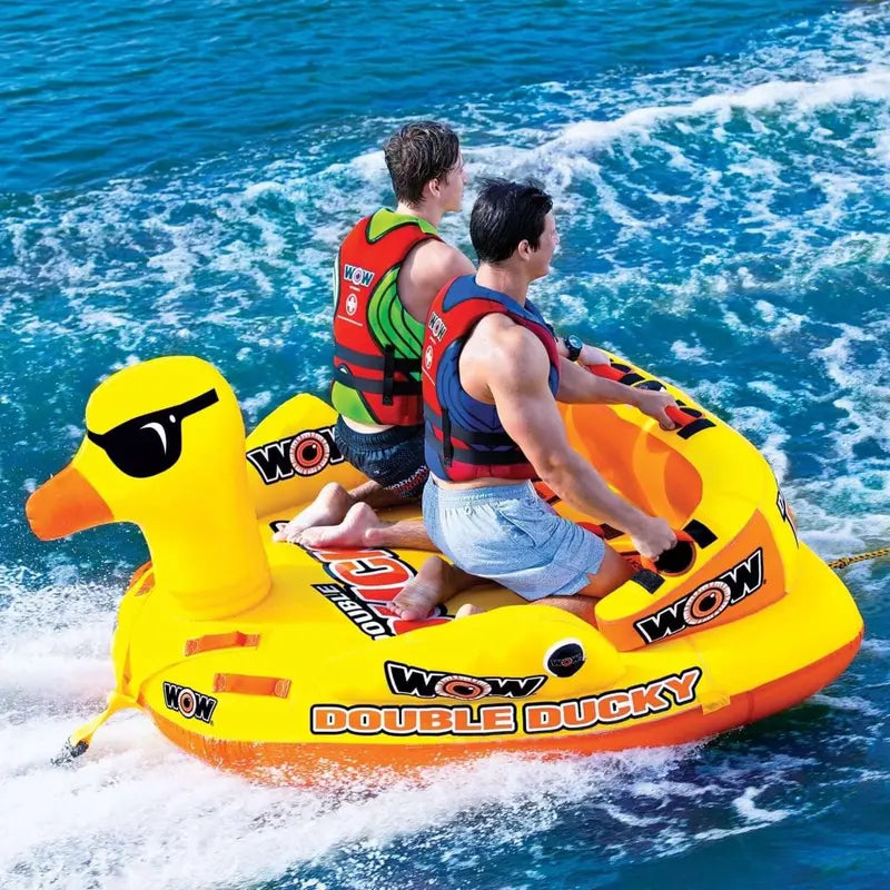 WOW Sports Double Ducky 2-Person Towable Tube â€?340-Lb Capacity, Heavy-Duty PVC, Dual Tow Points