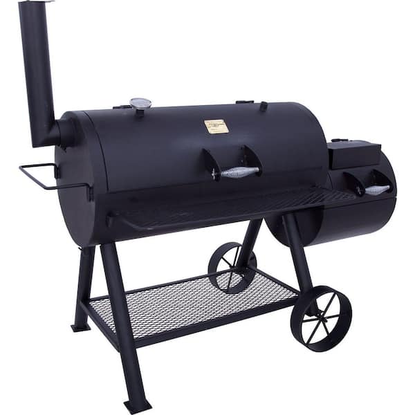 Longhorn Offset Smoker in Black with 1.060 sq. in. Cooking Space