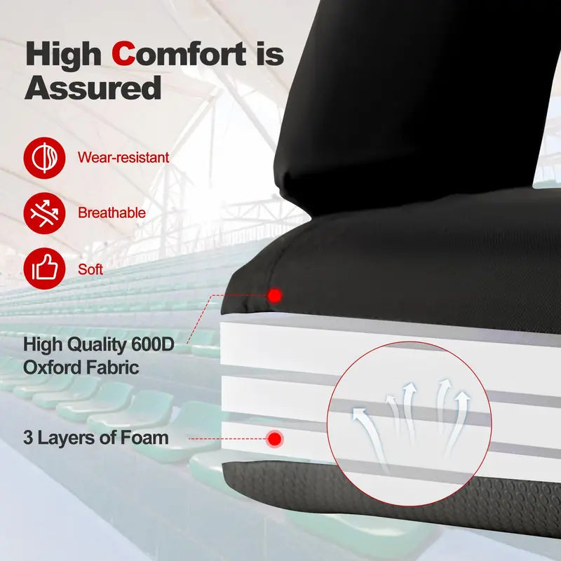 Stadium-Style Folding Bleacher Chair â€?Ergonomic Back Support & 6 Adjustable Recline Positions