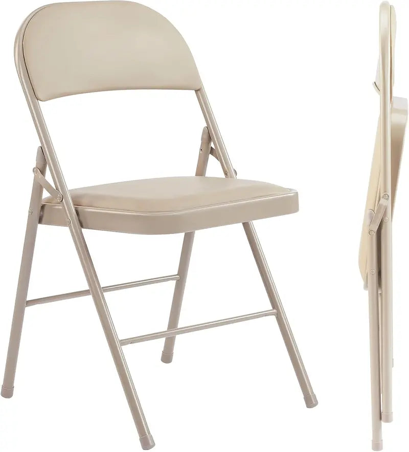 Sweetcrispy 12-Pack Folding Chairs â€?Leather-Padded, Sturdy Metal Frame Seating for Events or Gatherings
