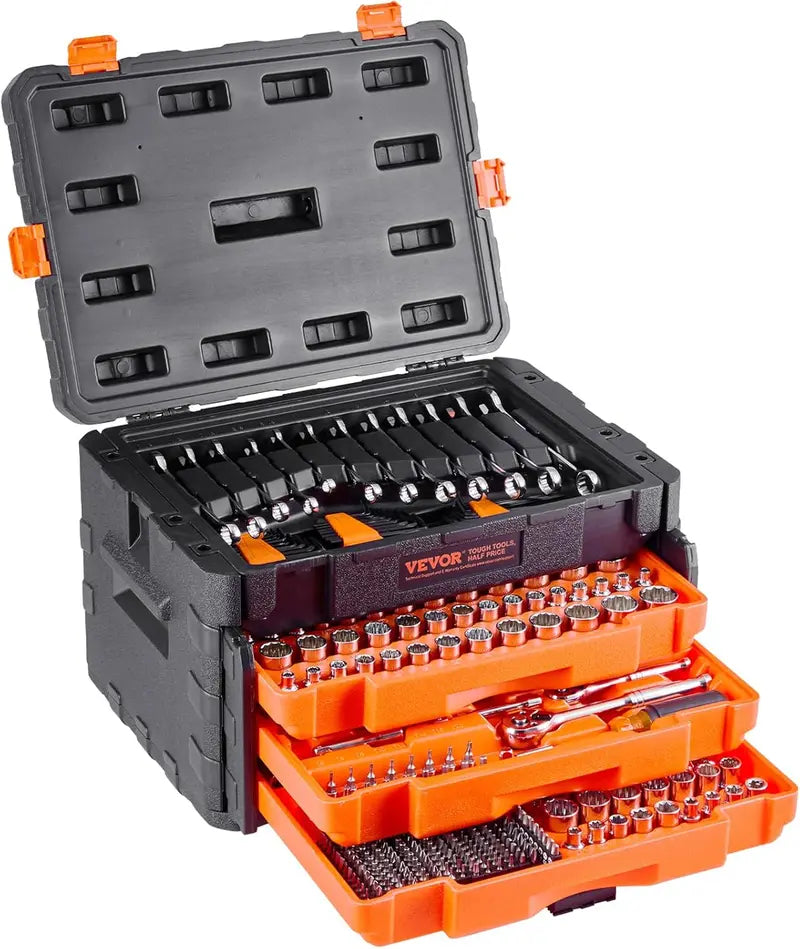 VEVOR Professional Mechanics Tool Set â€?Metric & Standard Socket Kit with Deep and Regular Sockets