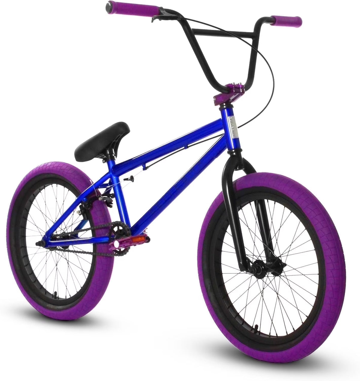 Elite BMX Bicycle 20 Freestyle Bike - Stealth Blue Purple Ideal for Ages 7 to 18 Years