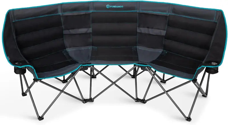Triple-Occupancy Folding Camping Chair â€?Extra-Large 3-Person Seat with Integrated Cooler & 1000-Lb Capacity