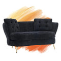 Velvet Loveseat with Gilded Metal Legs â€?Modern Living Room Sofa